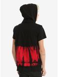 XXX RUDE Red & Black Tie Dye Hooded Denim Vest, , alternate