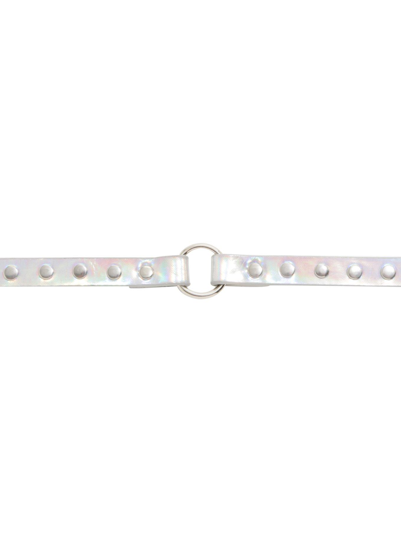 Iridescent Double Strand Skinny Faux Leather Belt, , alternate