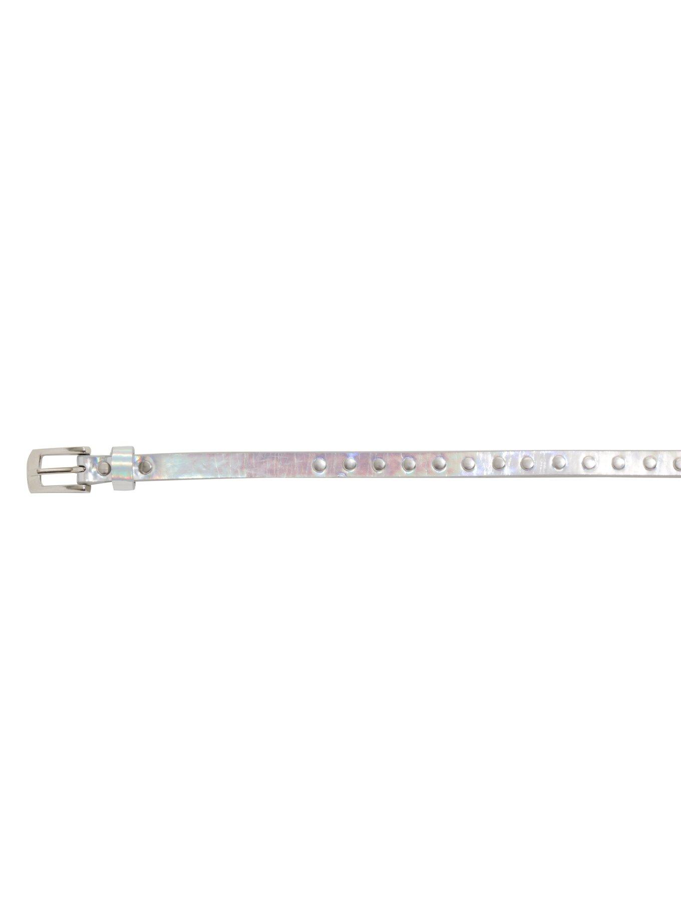 Iridescent Double Strand Skinny Faux Leather Belt, , alternate