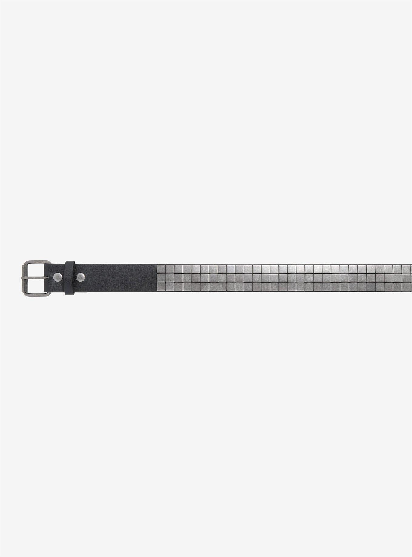 Black 3 Row Square Stud Belt, , alternate