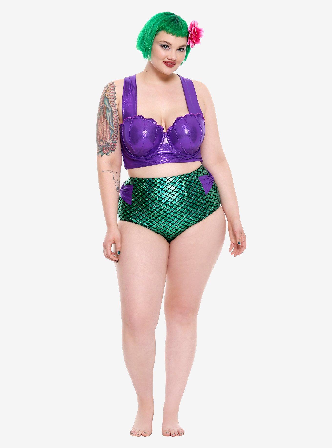 Disney The Little Mermaid Ariel Swim Top Plus Size, PURPLE, alternate