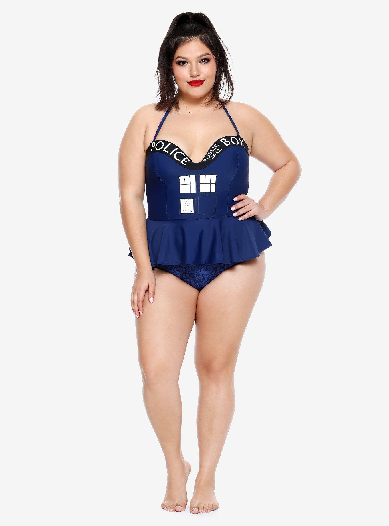 Doctor Who Peplum Swim Top Plus Size, , alternate