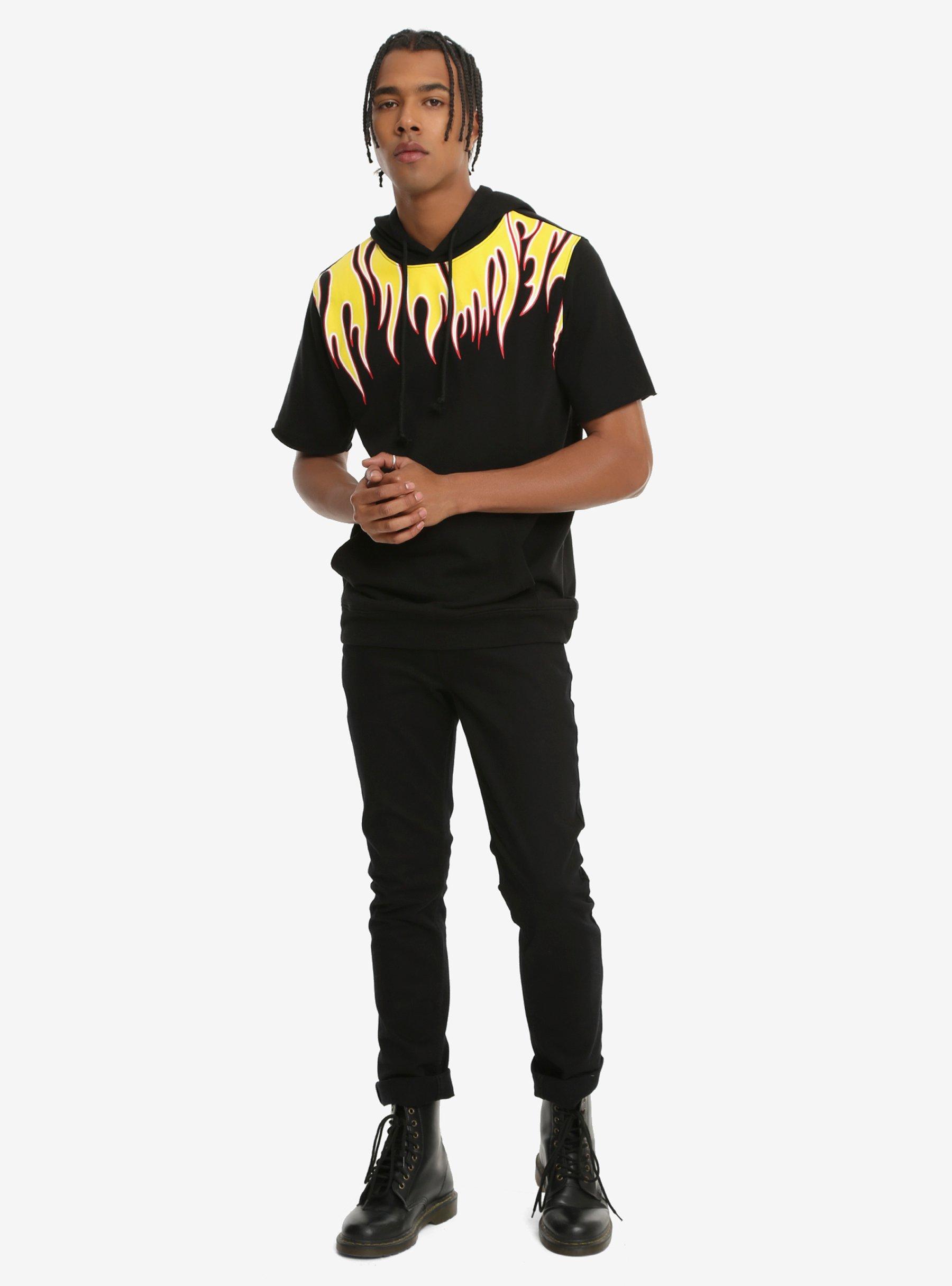 Flame Shoulder Short-Sleeved Hoodie, , alternate