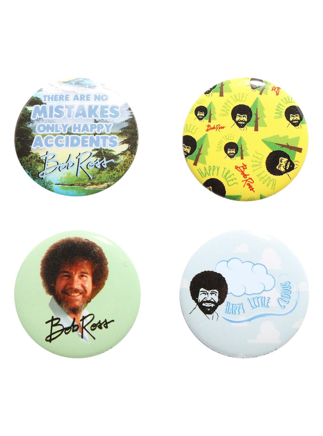 Bob Ross 4 Pack Button Set, , alternate