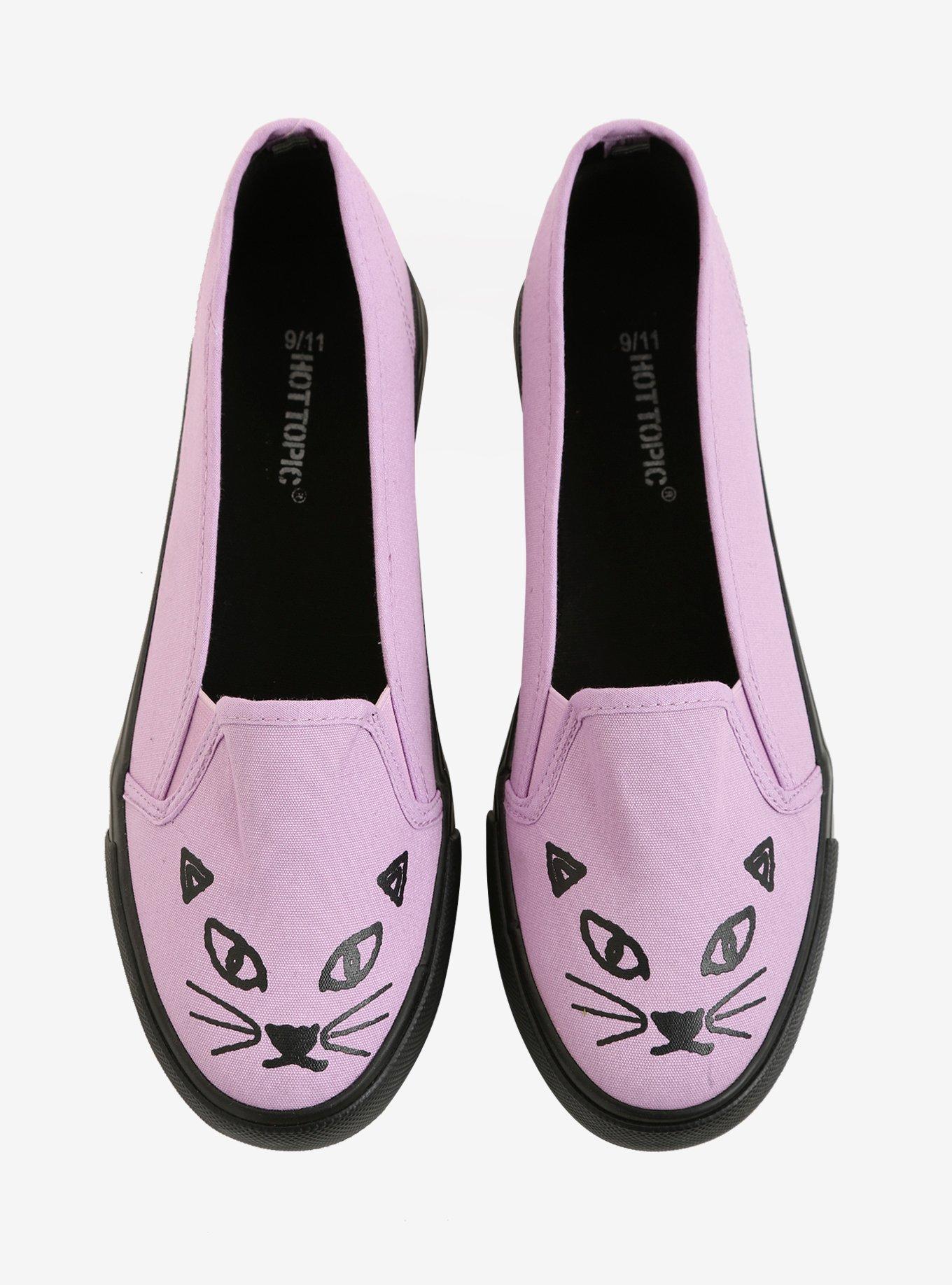 Lavender Cat Slip-Ons, , alternate