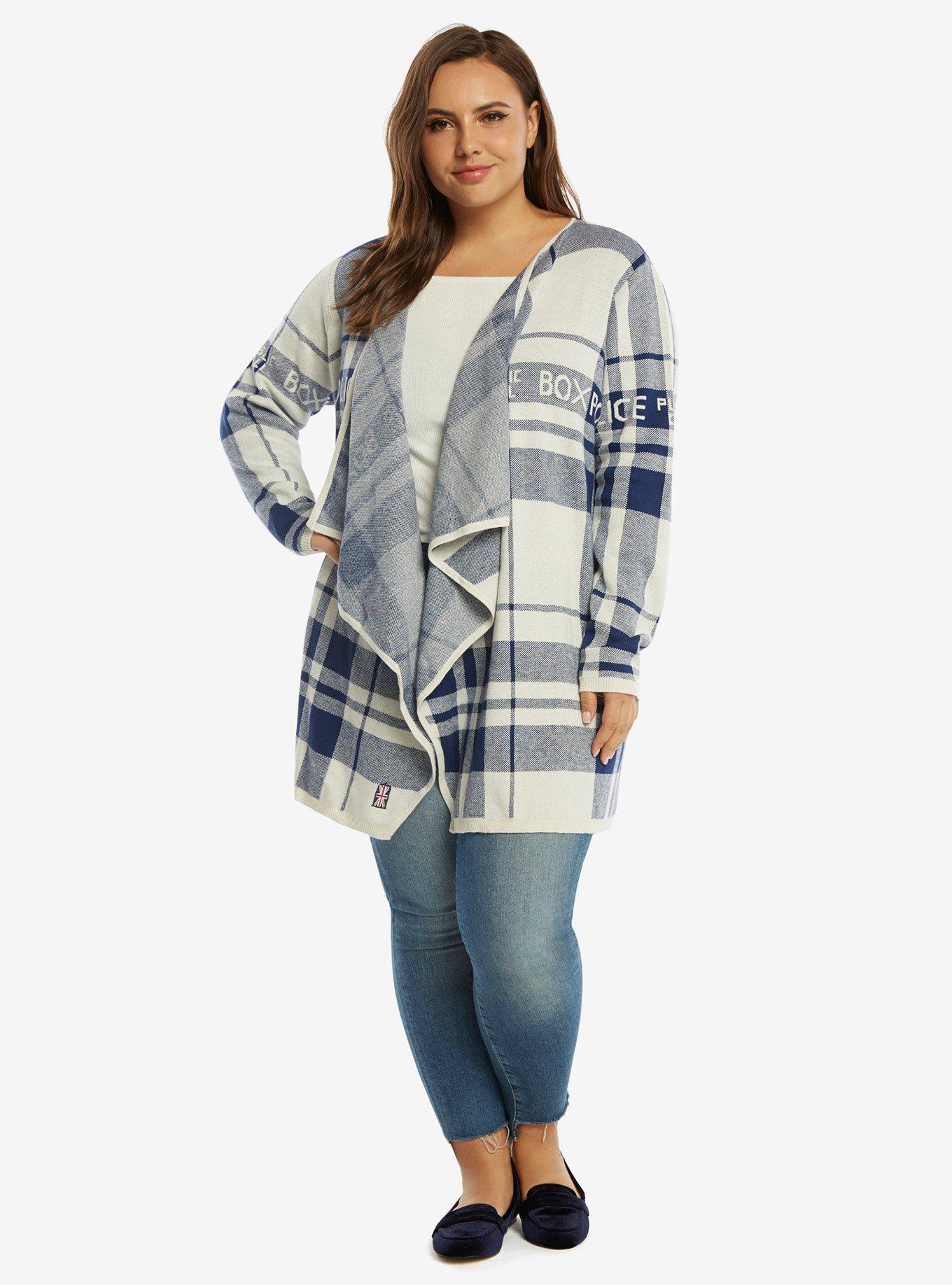 Doctor Who Plaid Flyaway Cardigan Plus Size, , alternate