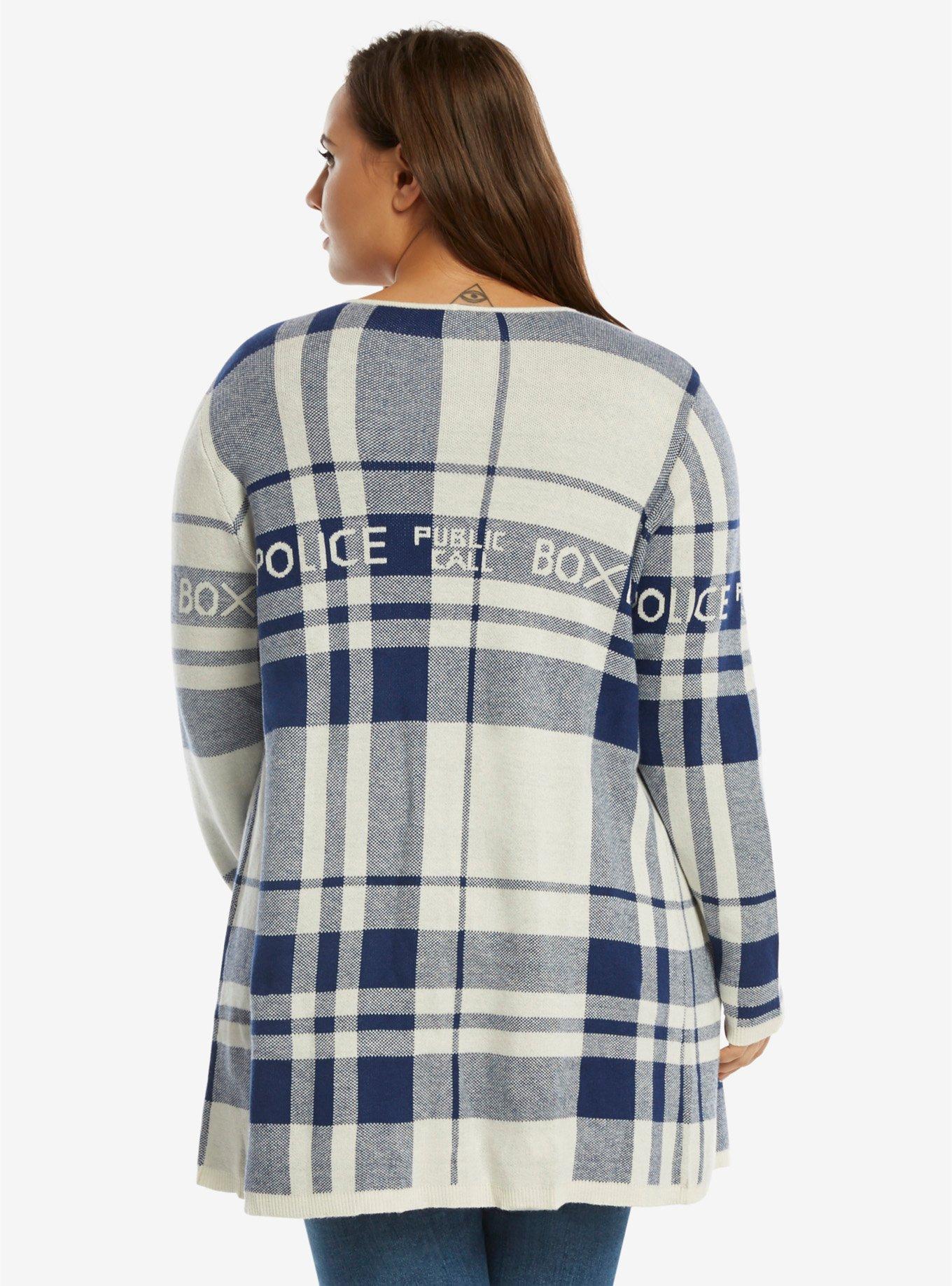 Doctor Who Plaid Flyaway Cardigan Plus Size, , alternate