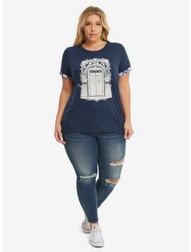 Doctor Who Navy TARDIS Plaid Sleeve T-Shirt Plus Size, , hi-res
