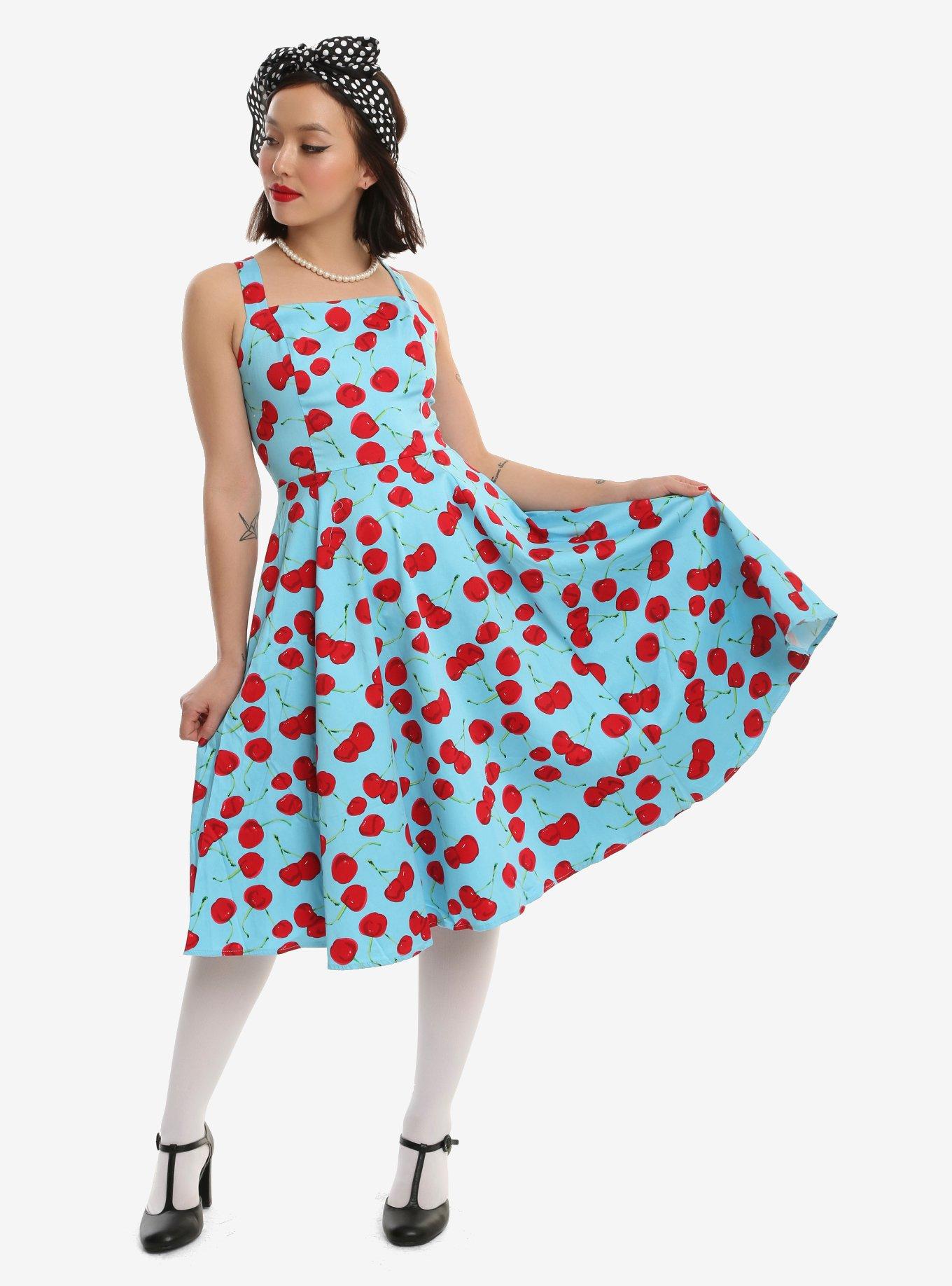 Blue Cherry Swing Dress, , alternate