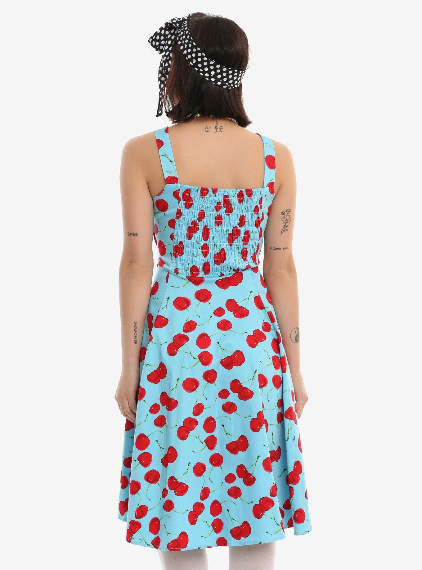 Blue Cherry Swing Dress, , alternate