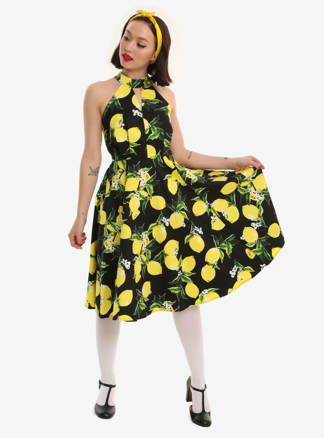 Black Lemon High Neck Swing Dress, , alternate