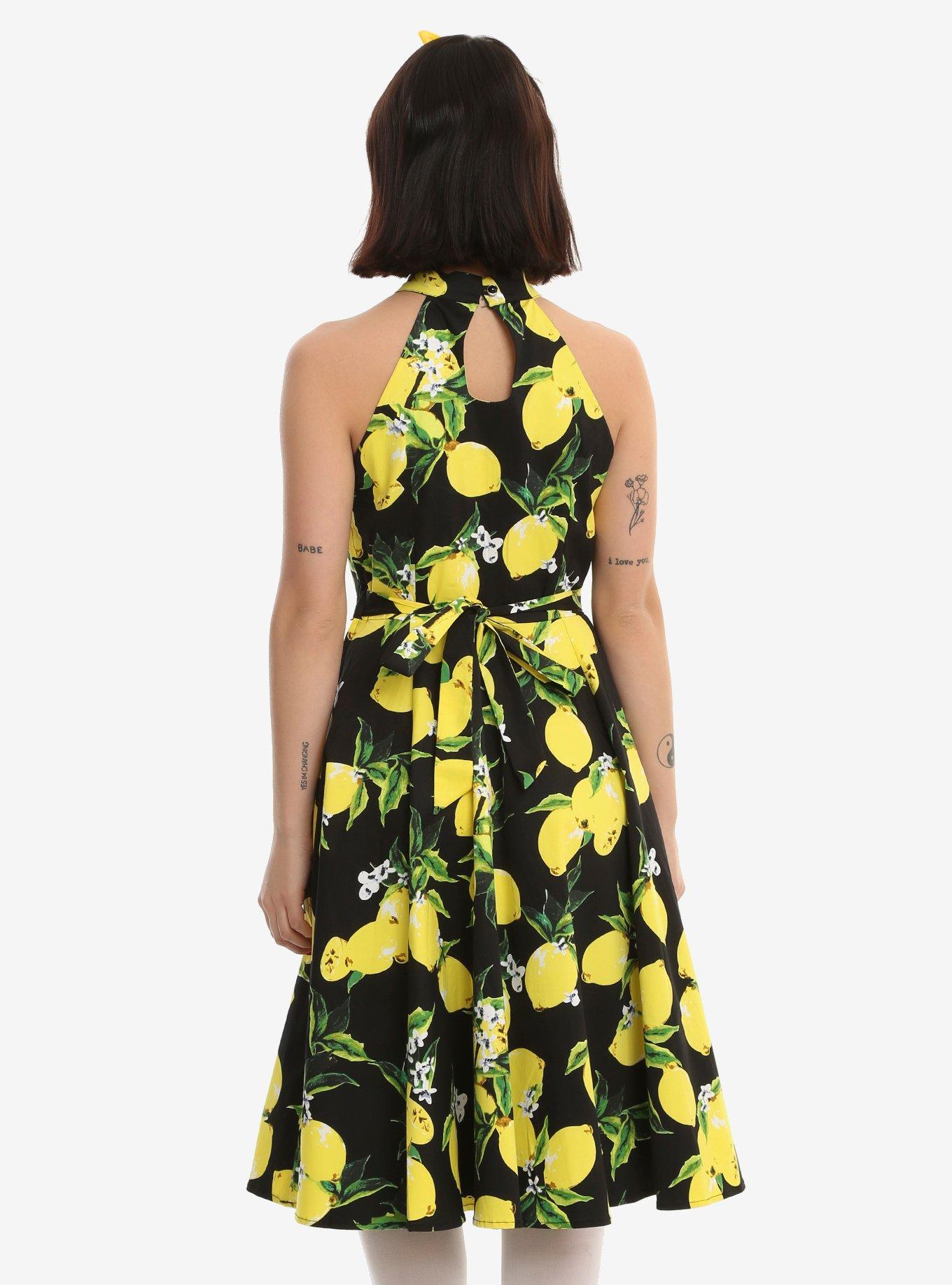 Black Lemon High Neck Swing Dress, , alternate
