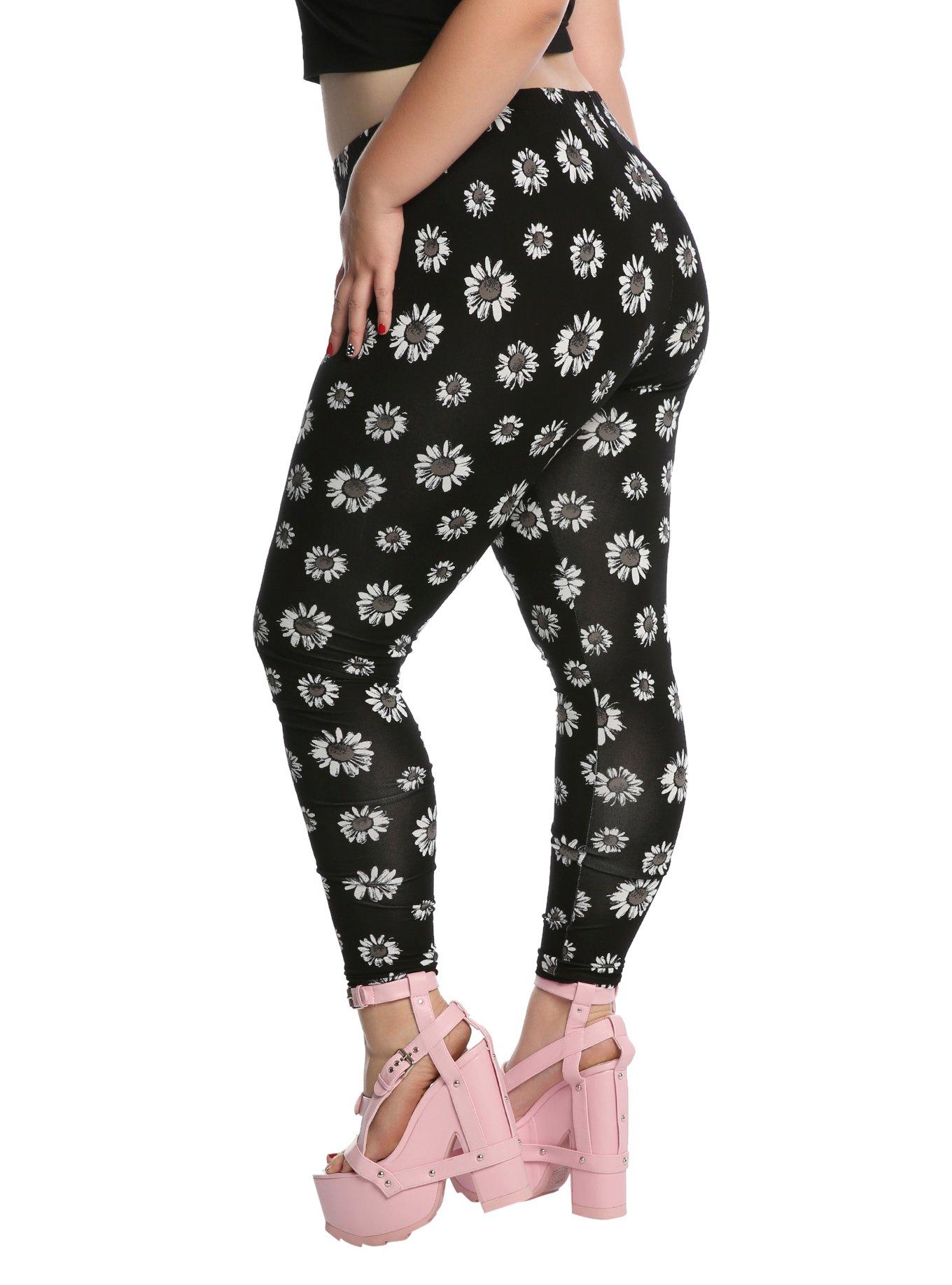 Daisy Print Leggings Plus Size, , alternate