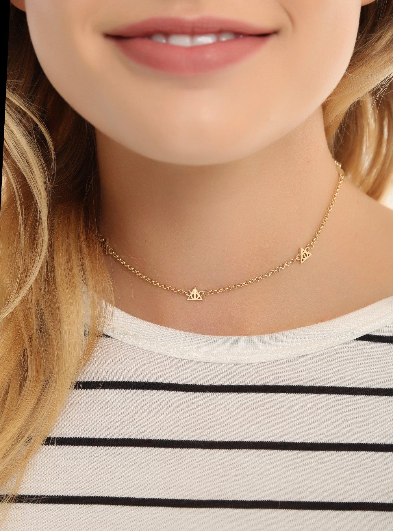 Harry Potter Deathly Hallows Gold Chain Choker, , alternate