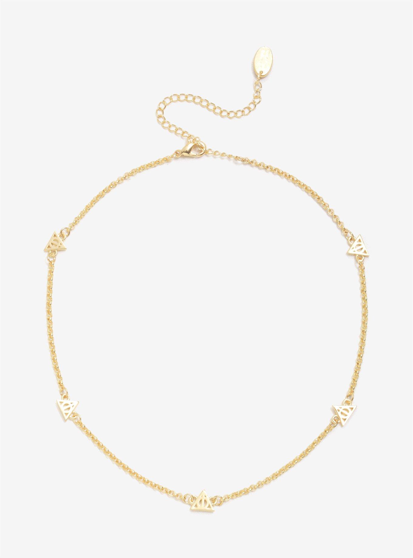 Harry Potter Deathly Hallows Gold Chain Choker, , alternate