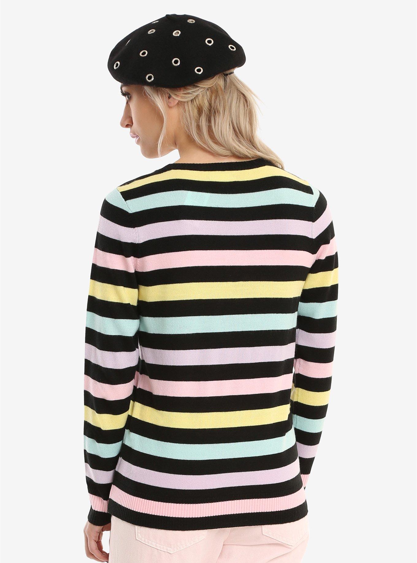 Pastel Stripe Unicorn Girls Sweater, , alternate