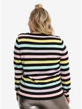 Pastel Stripe Unicorn Girls Sweater Plus Size, , alternate
