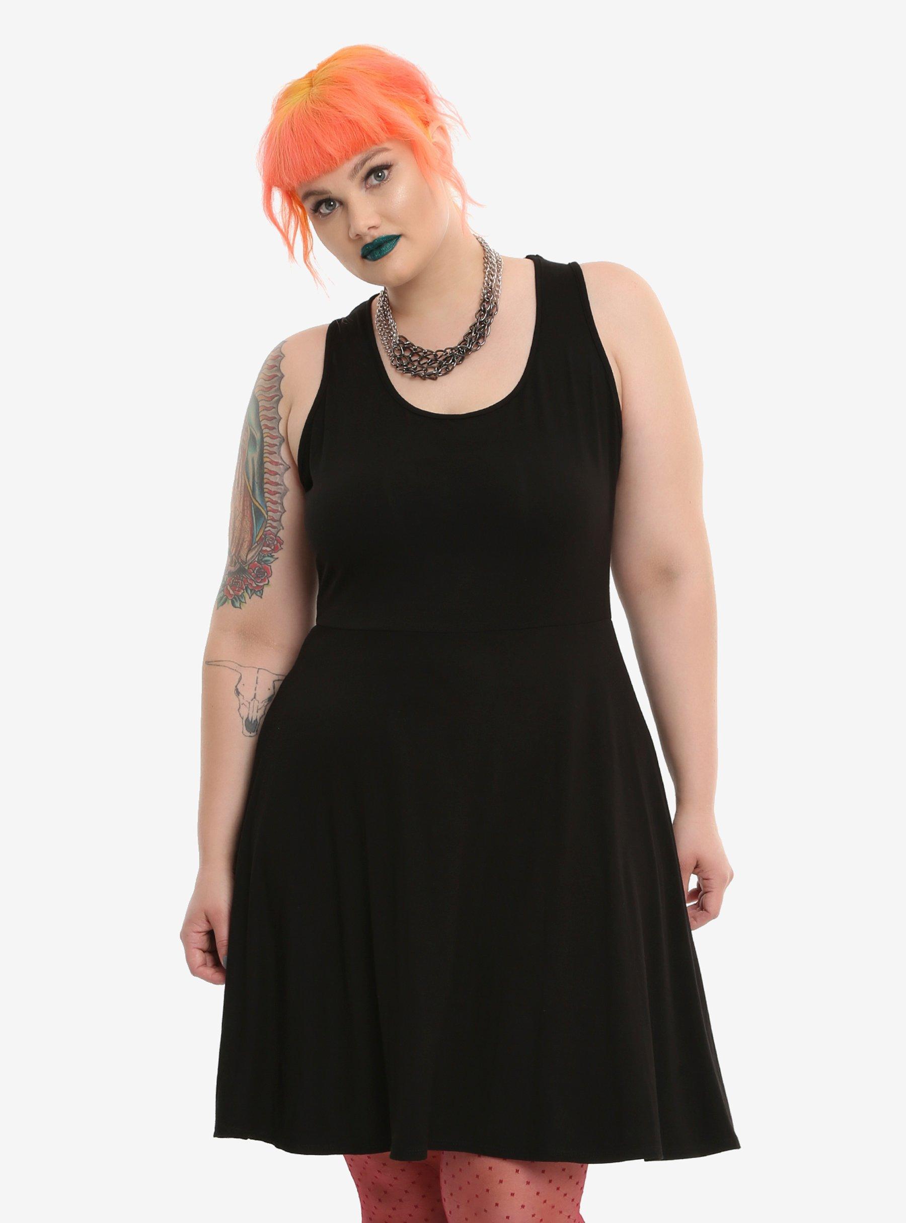 Spine Back Skater Dress Plus Size, , alternate