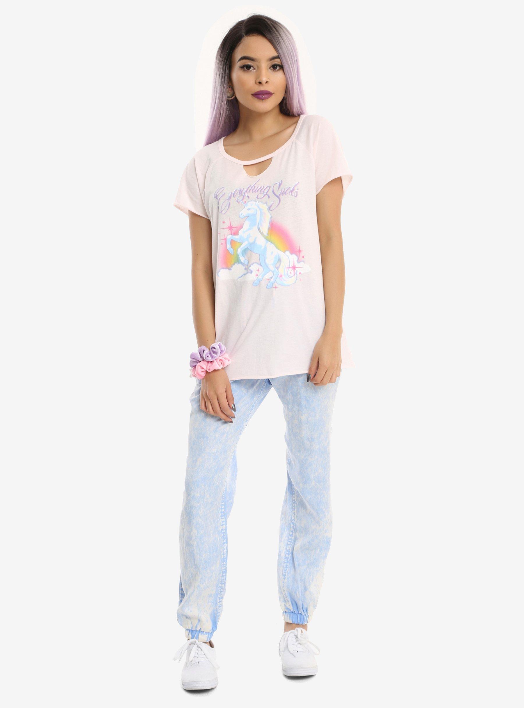 Unicorn Everything Sucks Girls Top, , alternate