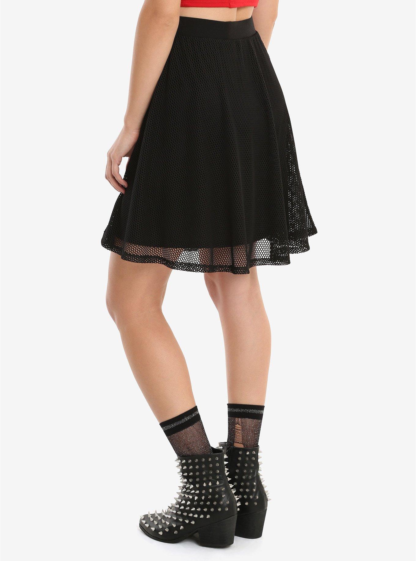 Black Fishnet Overlay Skirt, , alternate