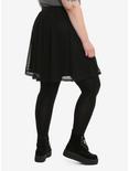 Black Fishnet Overlay Skirt Plus Size, , alternate