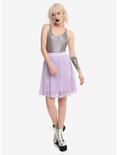 Purple Fishnet Overlay Circle Skirt, PURPLE, alternate