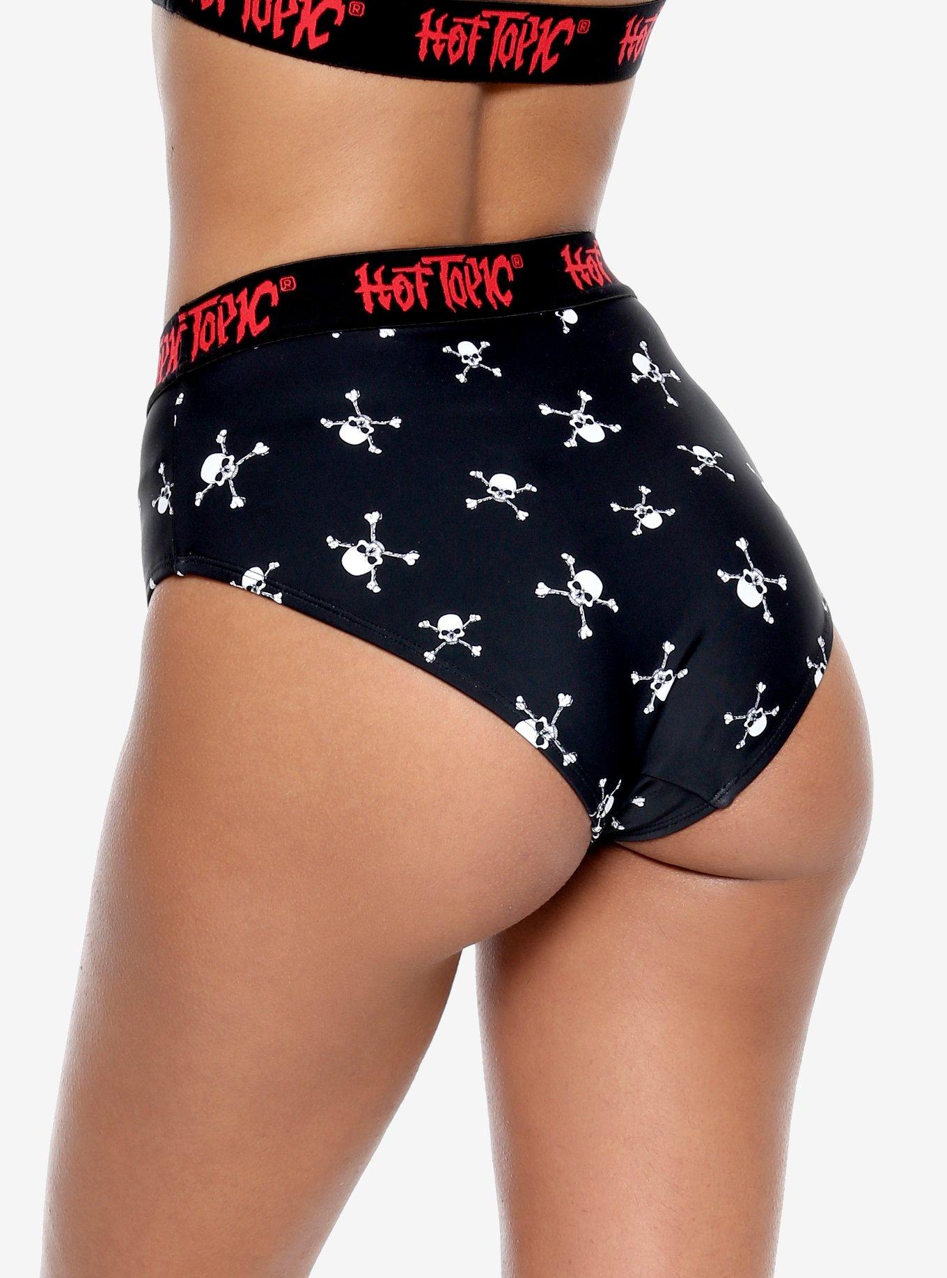 Hot Topic Skull Swim Bottoms, BLACK, alternate