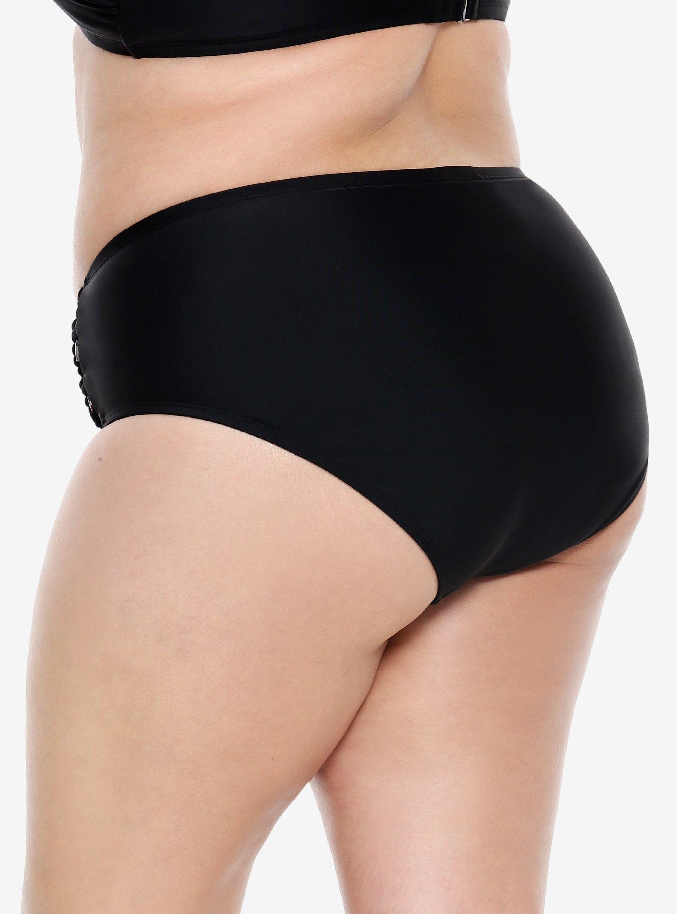 O-Ring Hip Swim Bottoms Plus Size, BLACK, alternate