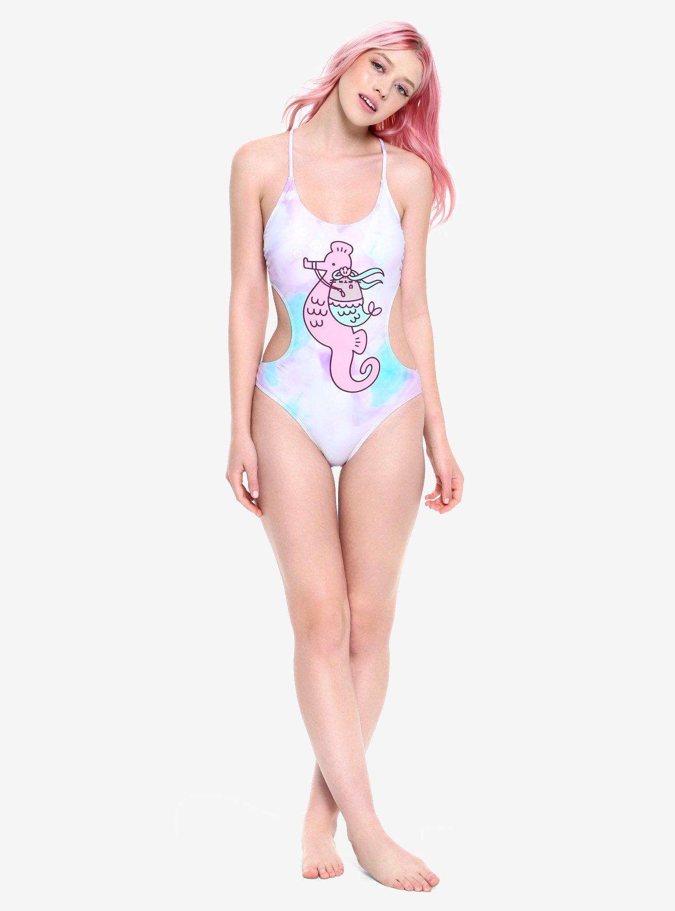 Pusheen Cutout Swimsuit, MULTI, alternate