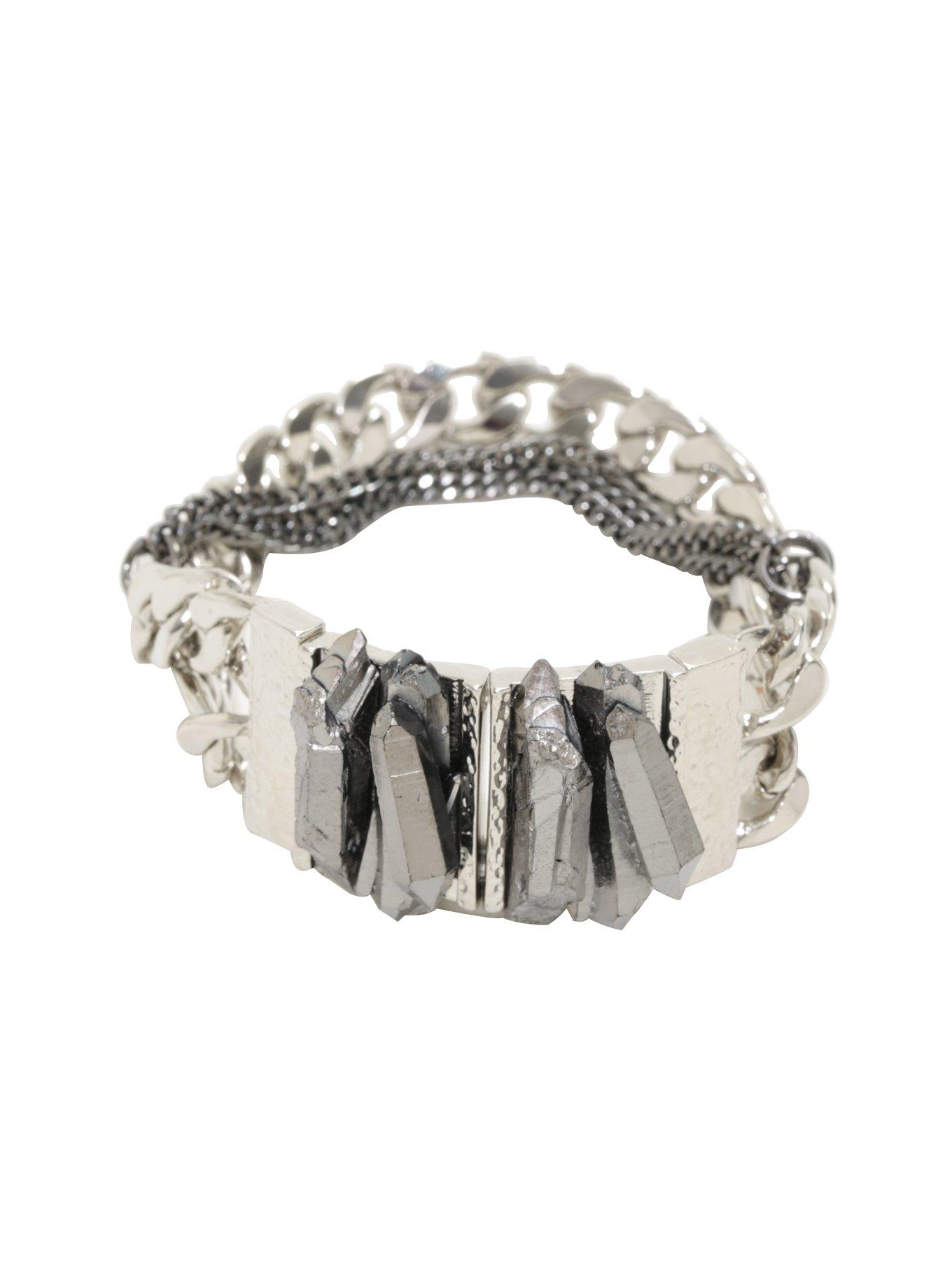 Blackheart Crystal Cluster Chain Bracelet, , alternate