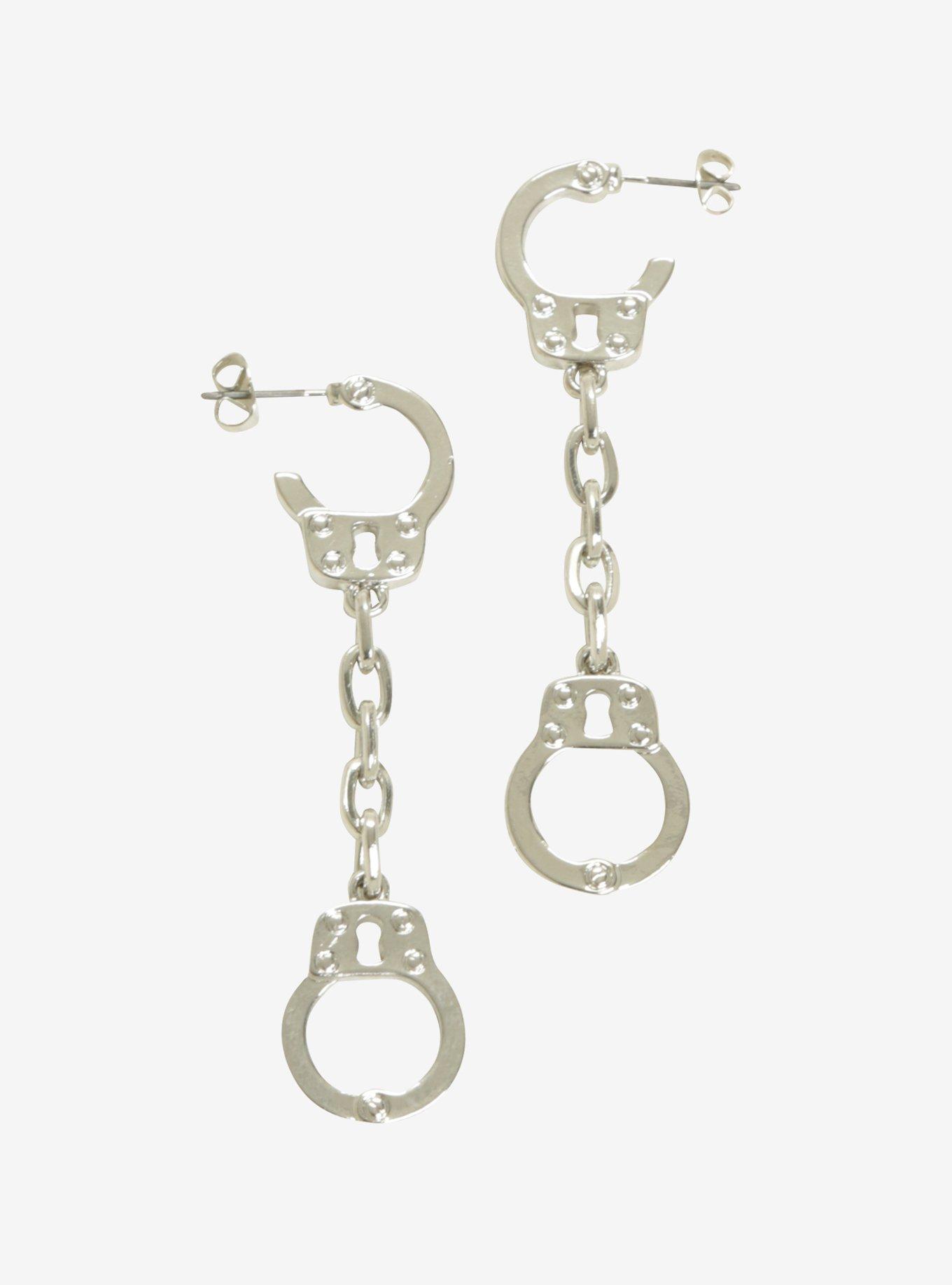 Silver Handcuff Earrings, , alternate