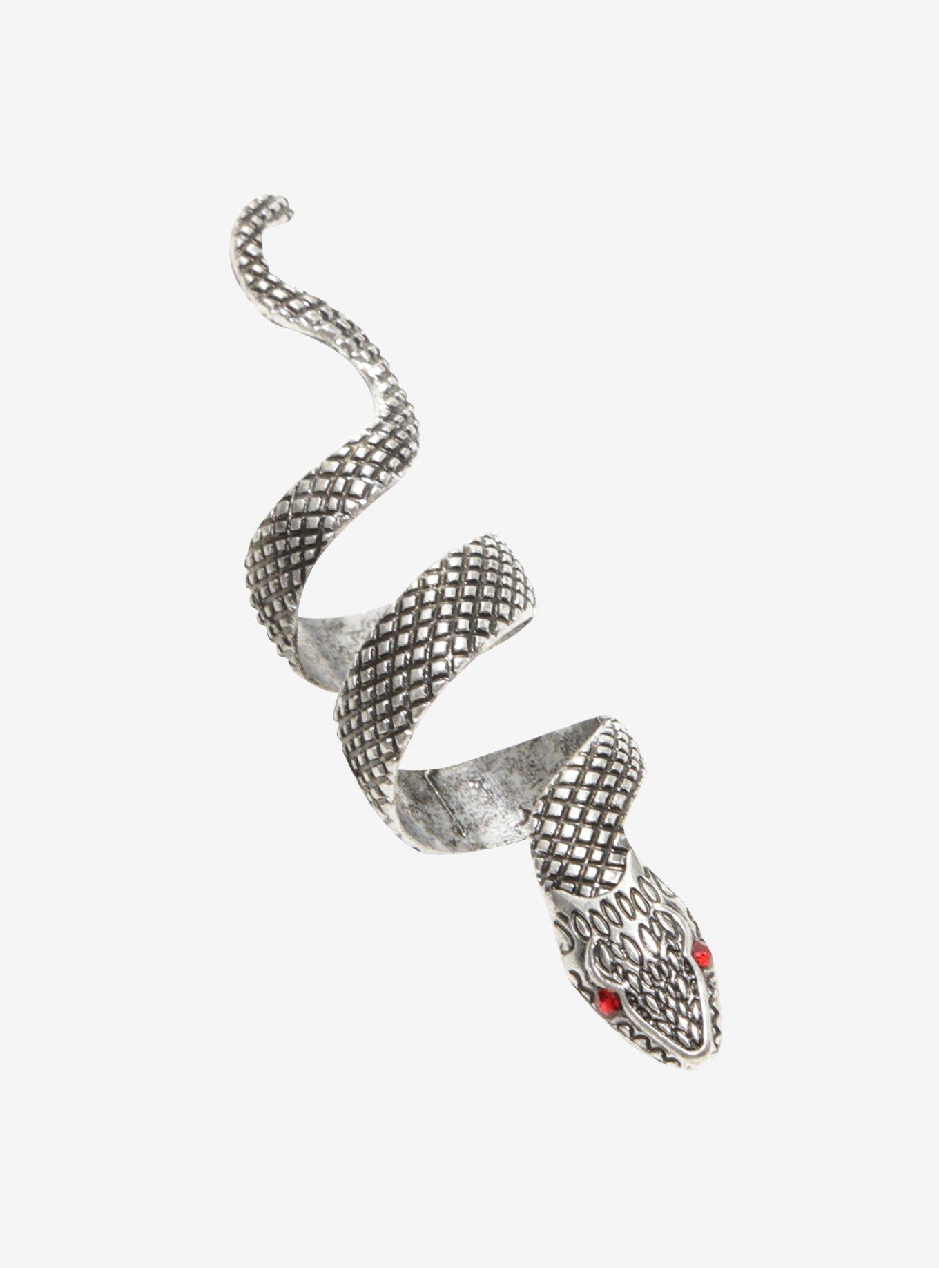 Silver Snake Full Finger Ring, , alternate