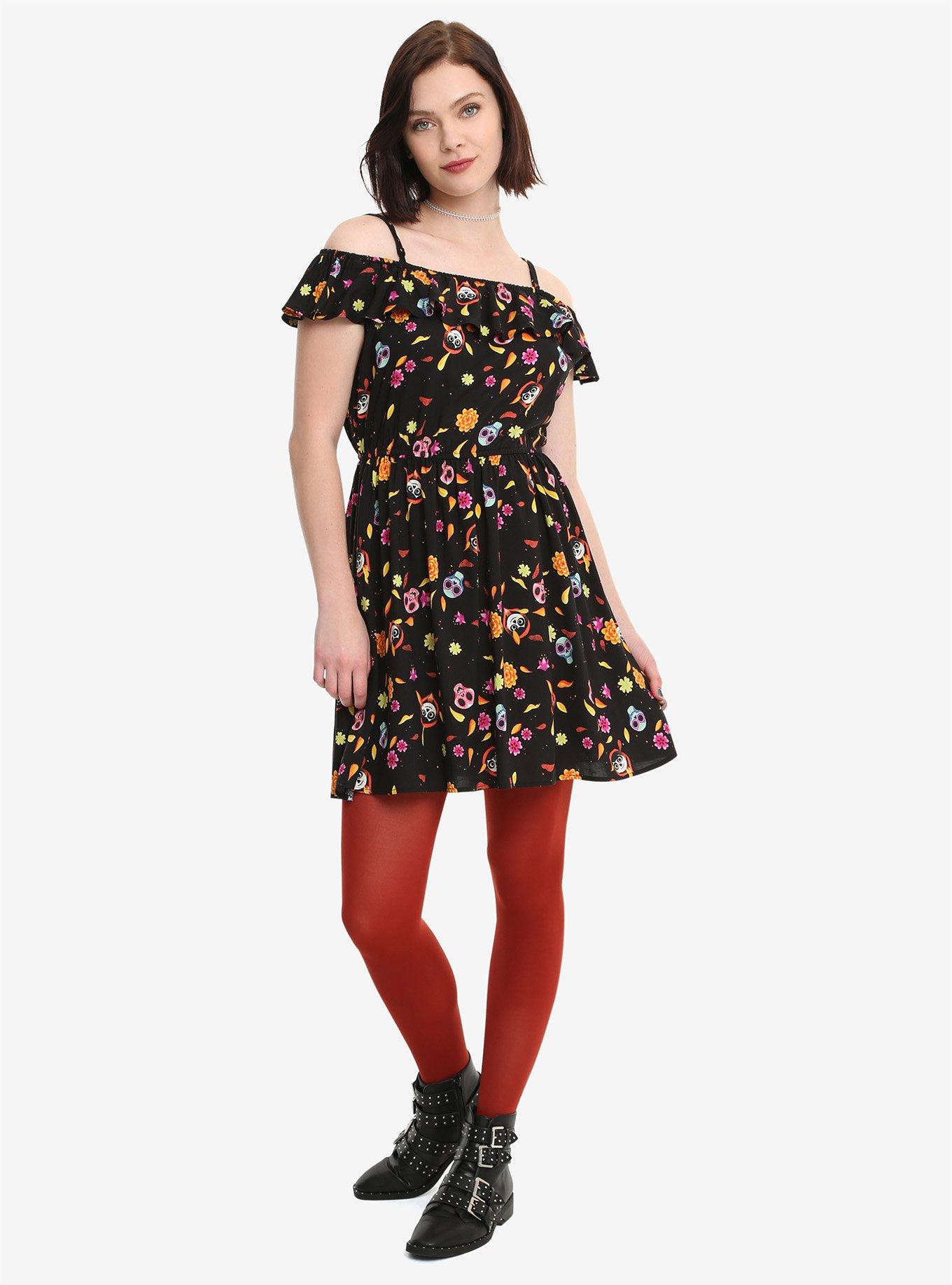 Disney Pixar Coco Floral Off-The-Shoulder Dress, , alternate