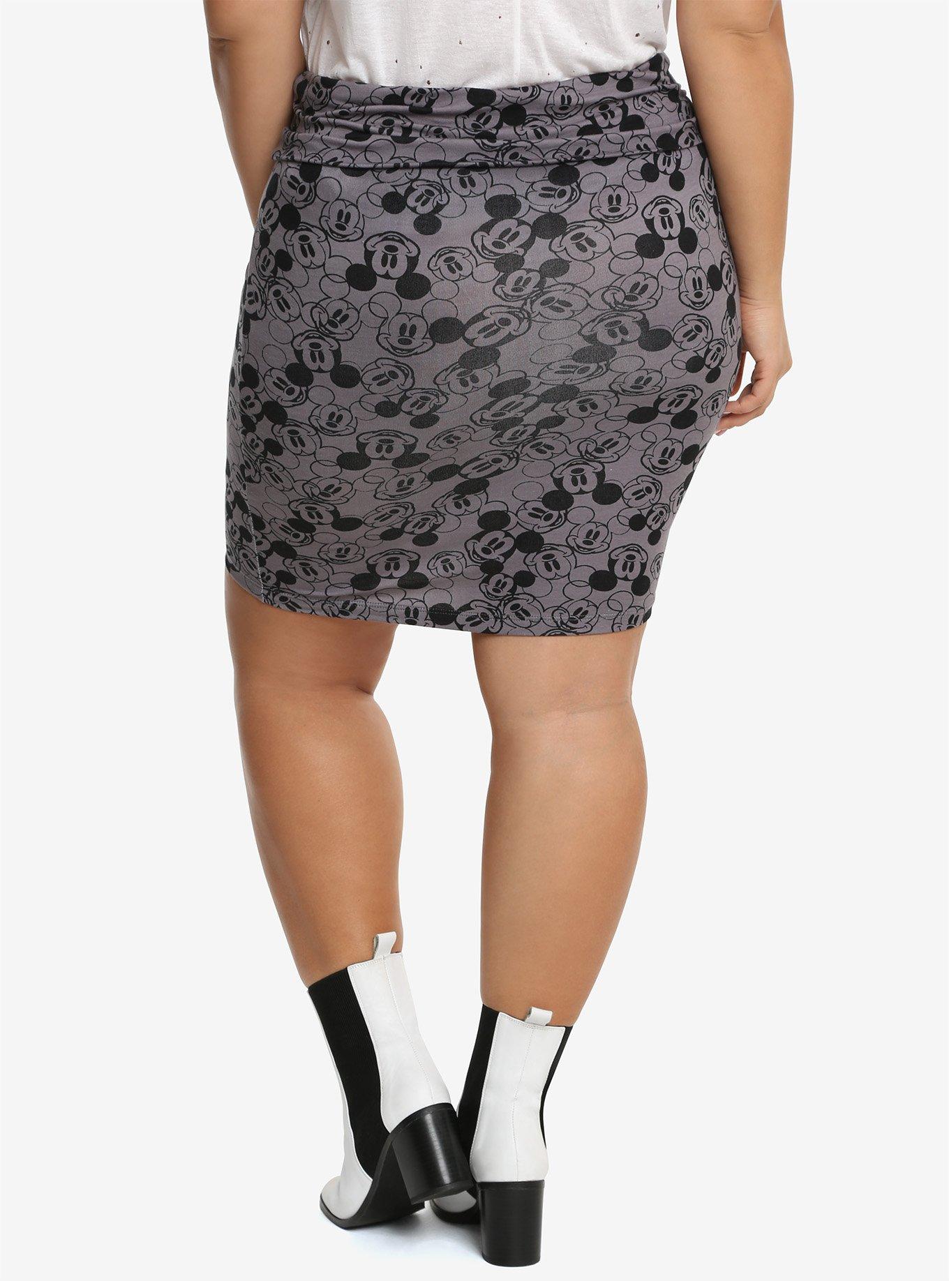 Disney Mickey Mouse Foldover Cotton-Blend Pencil Skirt Plus Size, , alternate