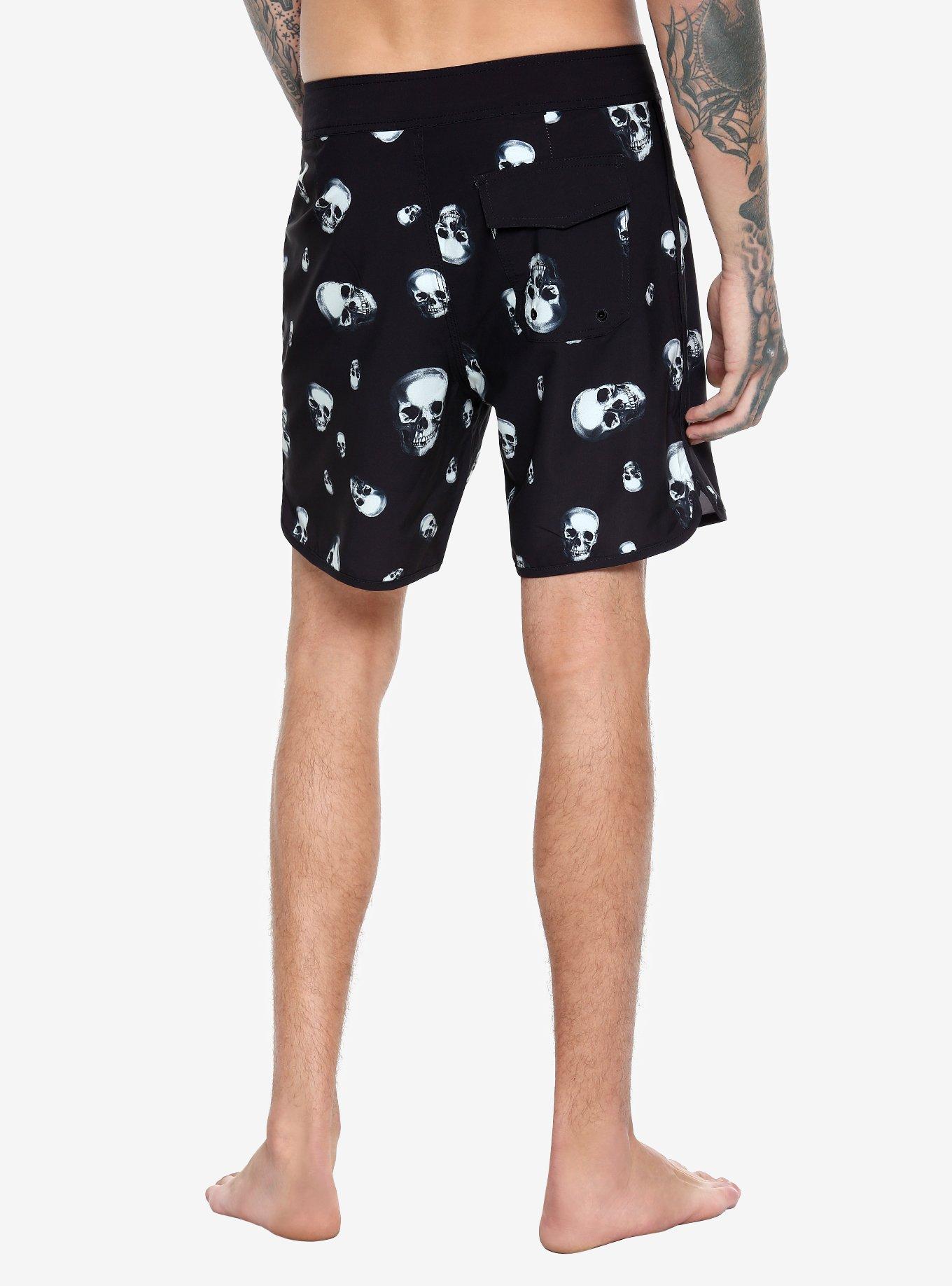 Skull Print Swim Trunks, , alternate