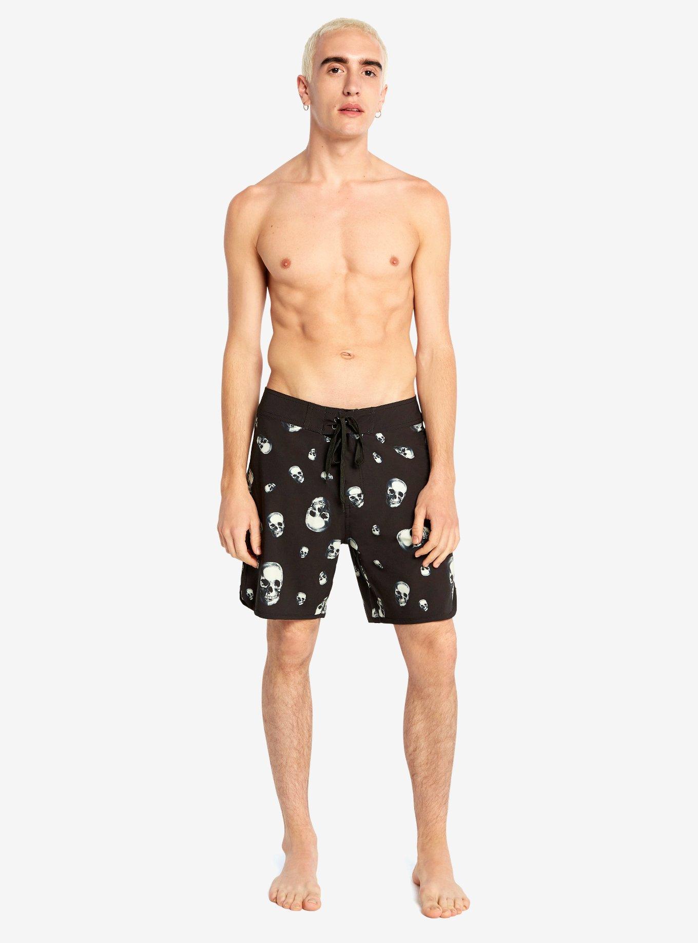 Skull Print Swim Trunks, , alternate