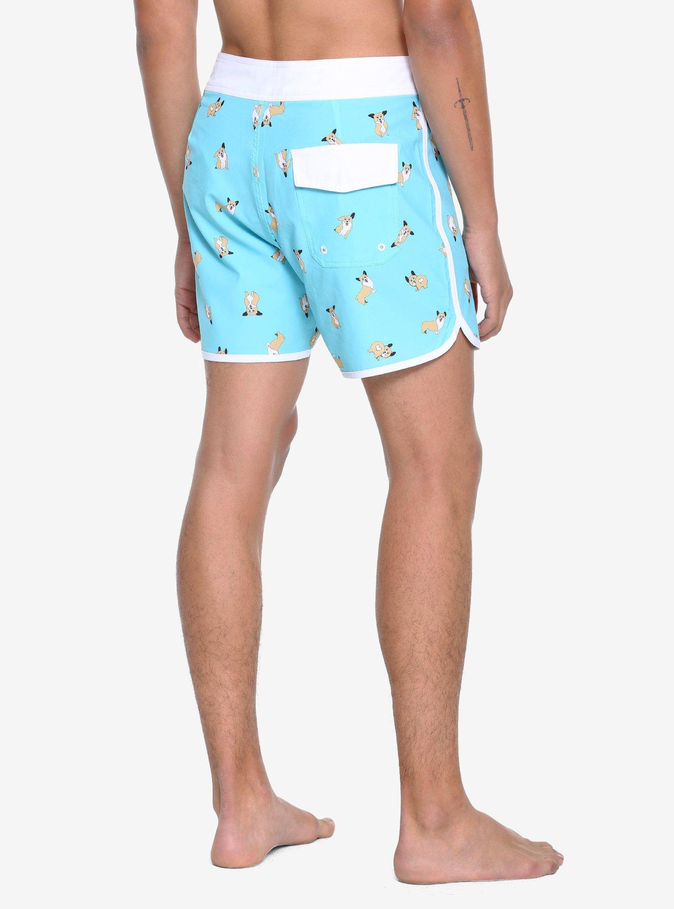 Corgi Print Swim Trunks, MINT, alternate
