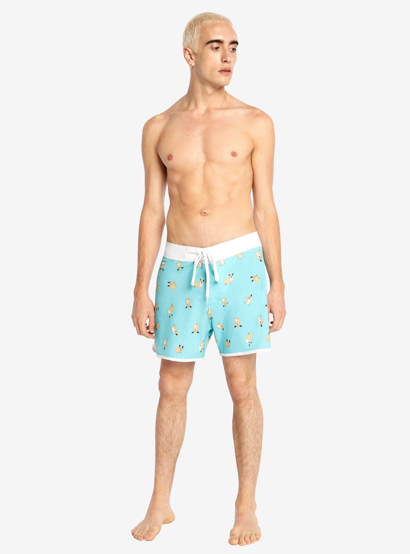 Corgi Print Swim Trunks, MINT, alternate