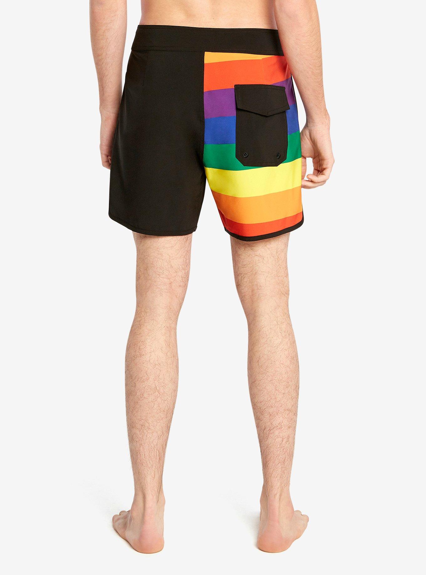 Black Rainbow Swim Trunks, MULTI, alternate
