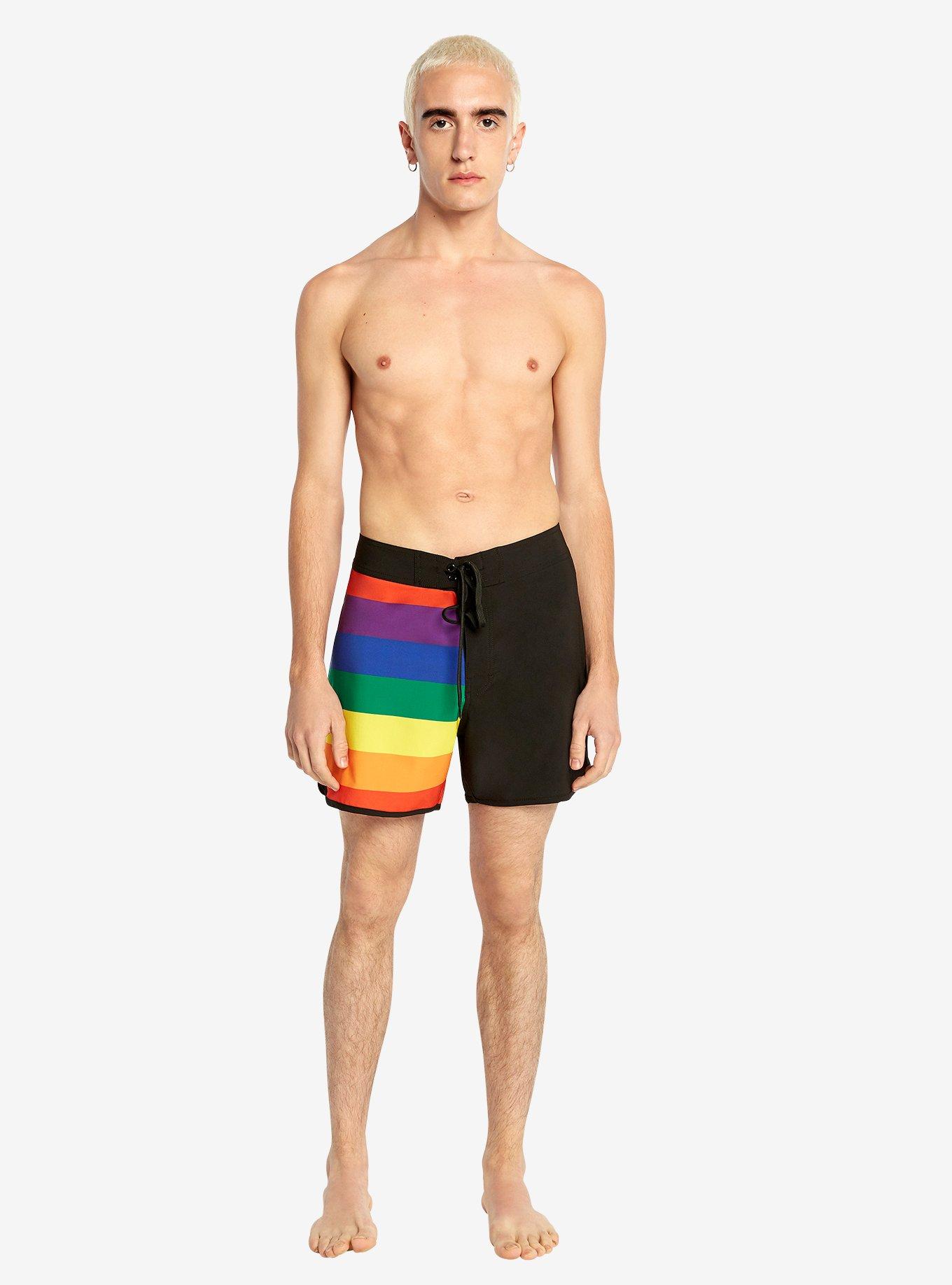 Black Rainbow Swim Trunks, MULTI, alternate