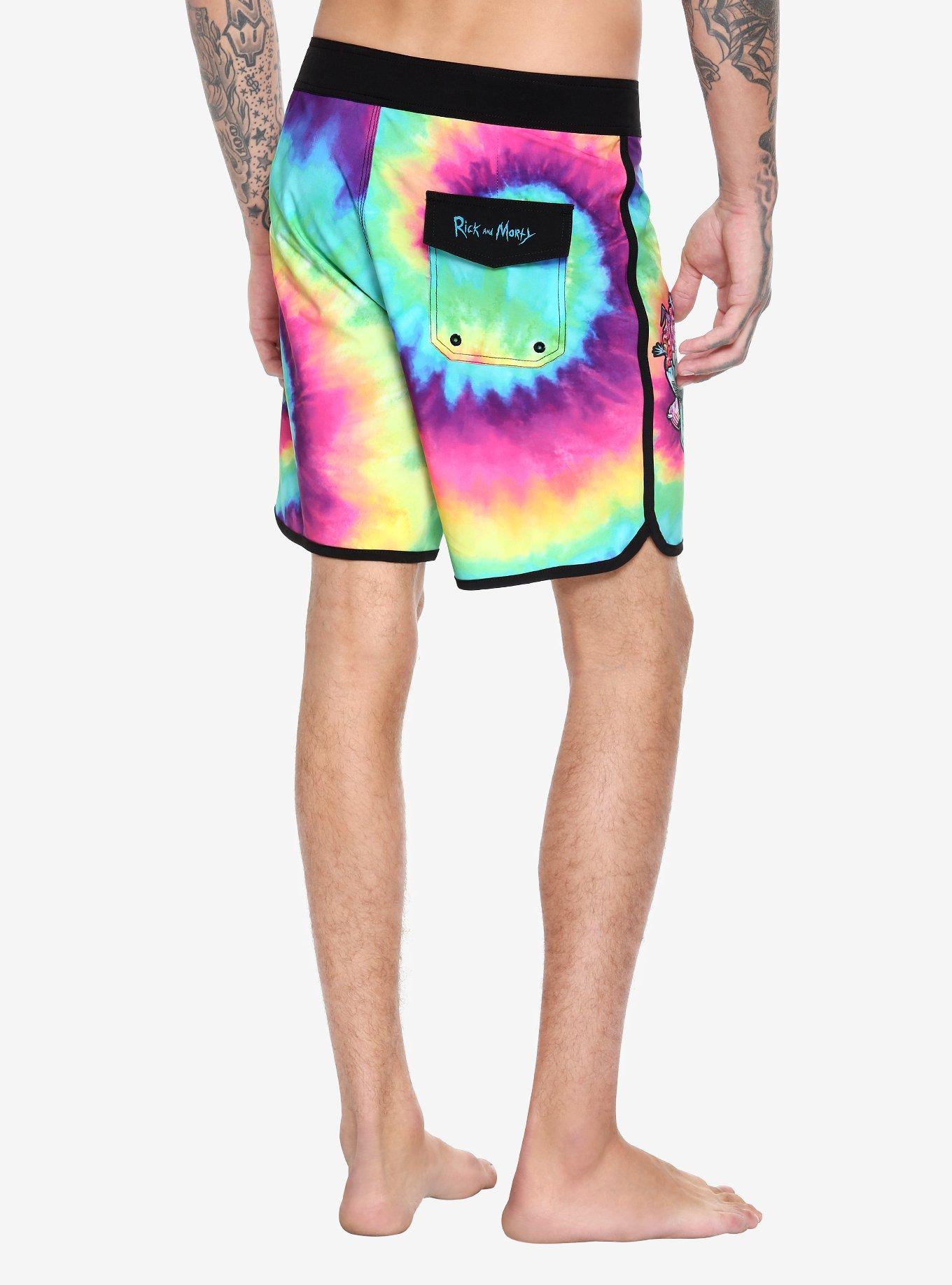 Rick And Morty Tie Dye Swim Trunks, TIE DYE, alternate