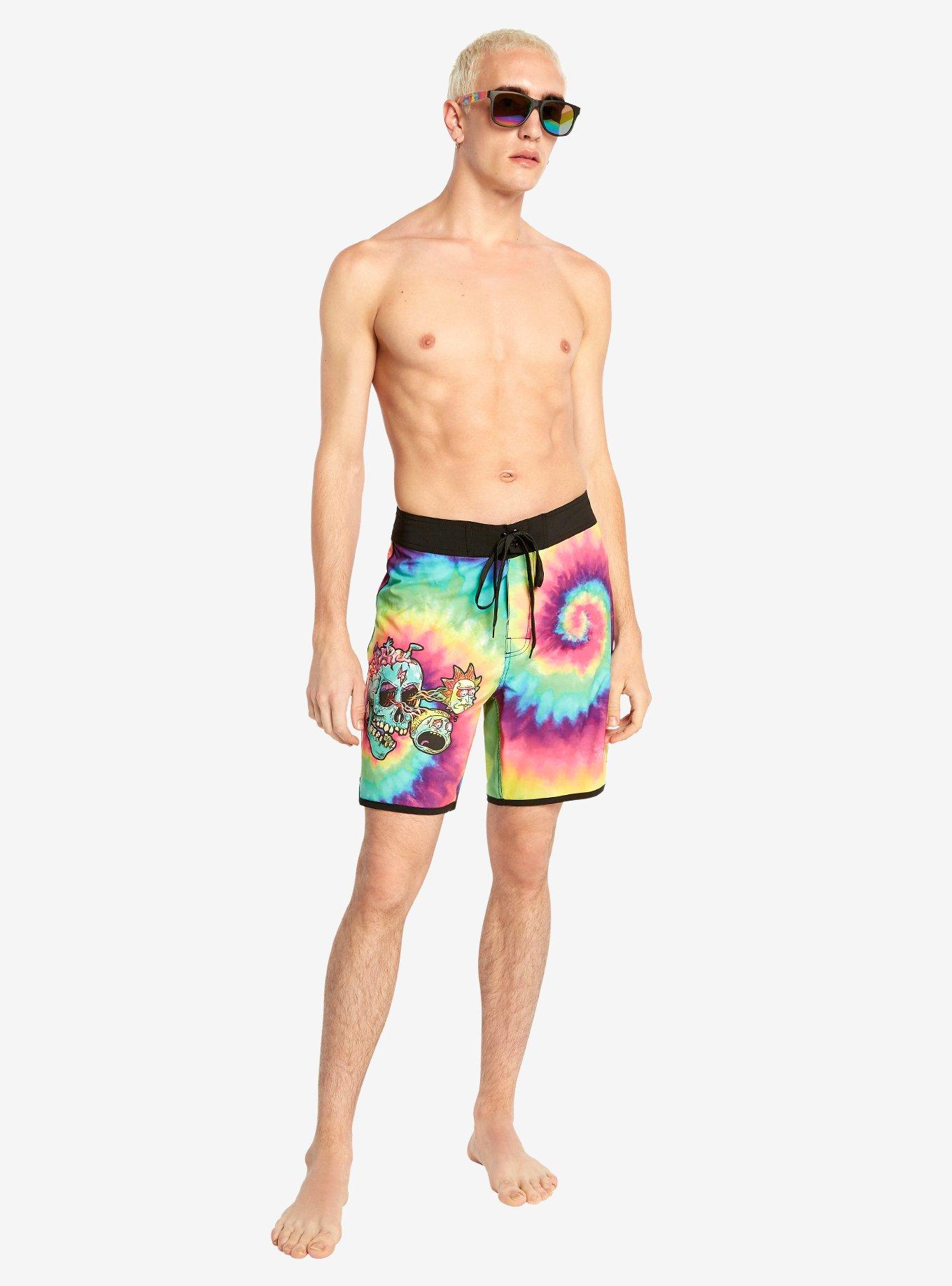 Rick And Morty Tie Dye Swim Trunks, TIE DYE, alternate