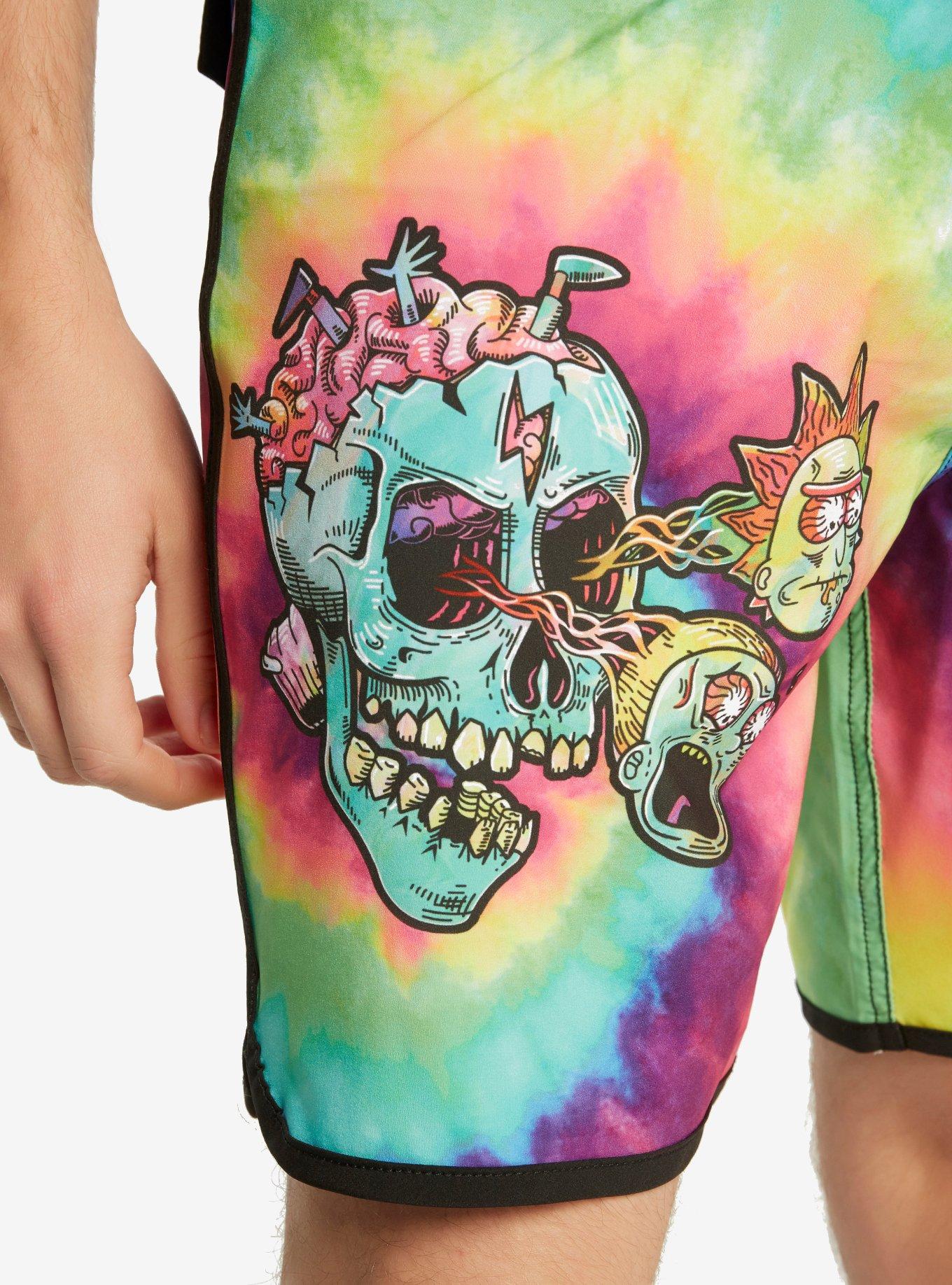 Rick And Morty Tie Dye Swim Trunks, TIE DYE, alternate