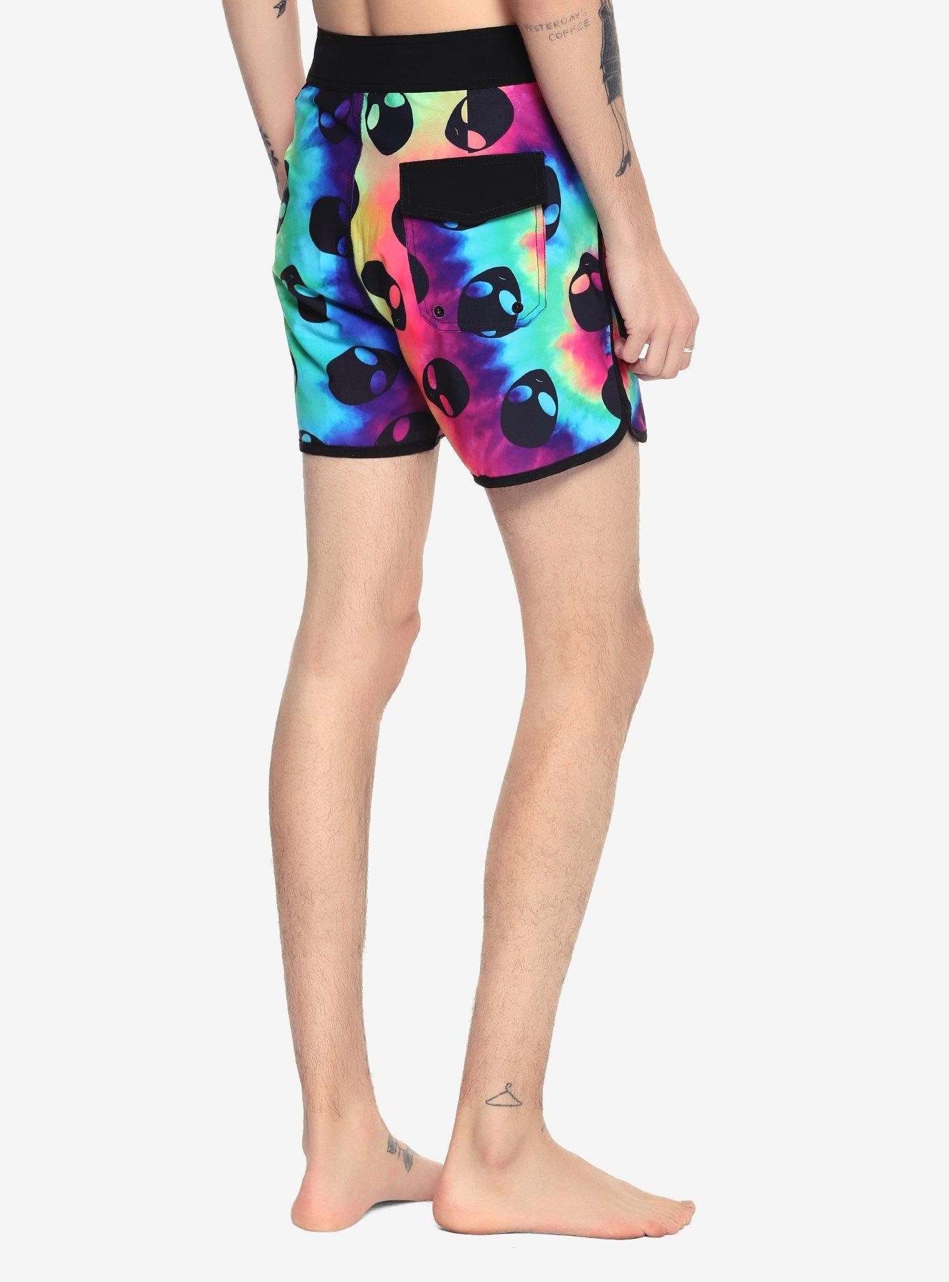 Neon Tie Dye Alien Swim Trunks, TIE DYE, alternate