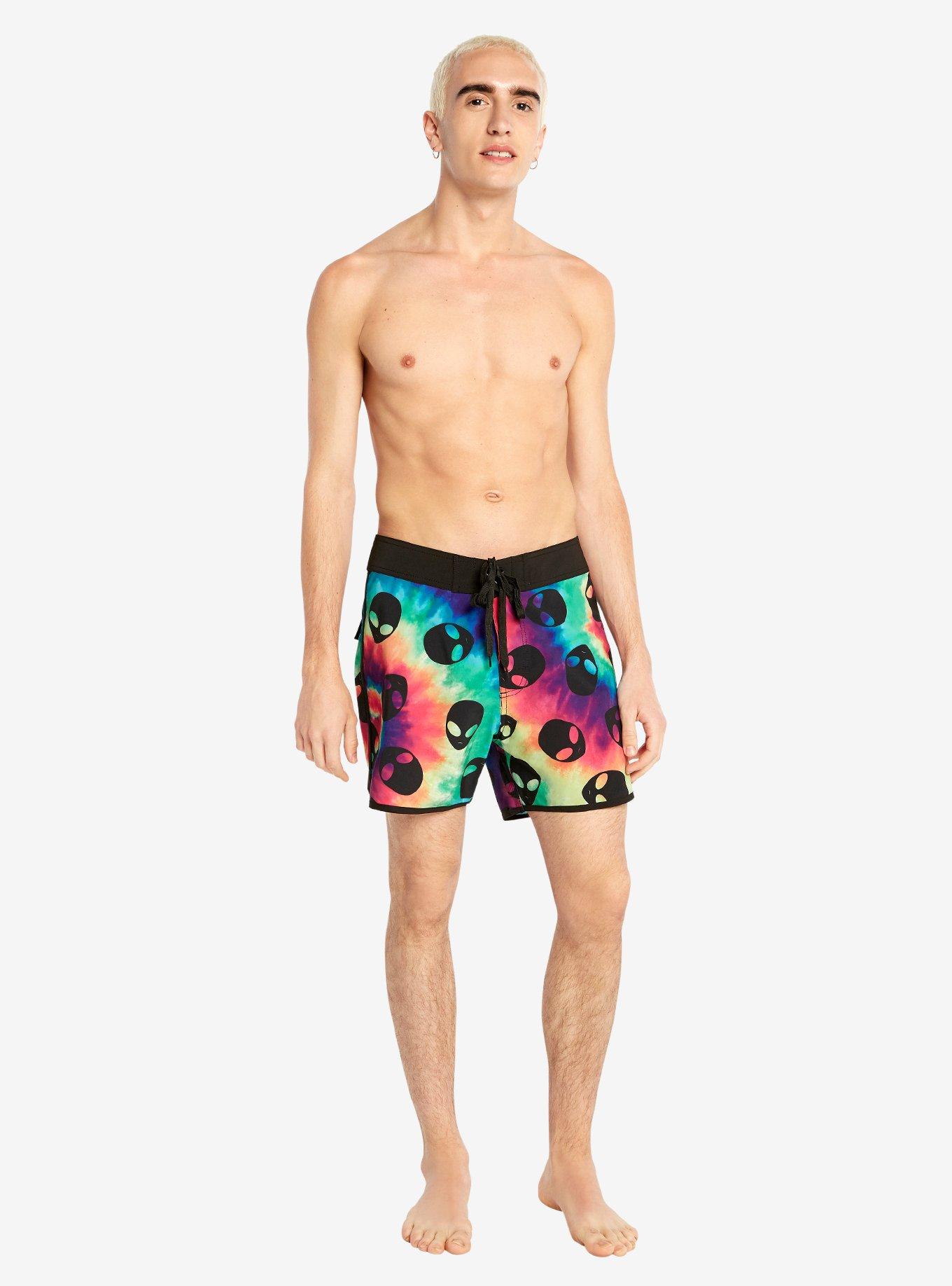 Neon Tie Dye Alien Swim Trunks, TIE DYE, alternate