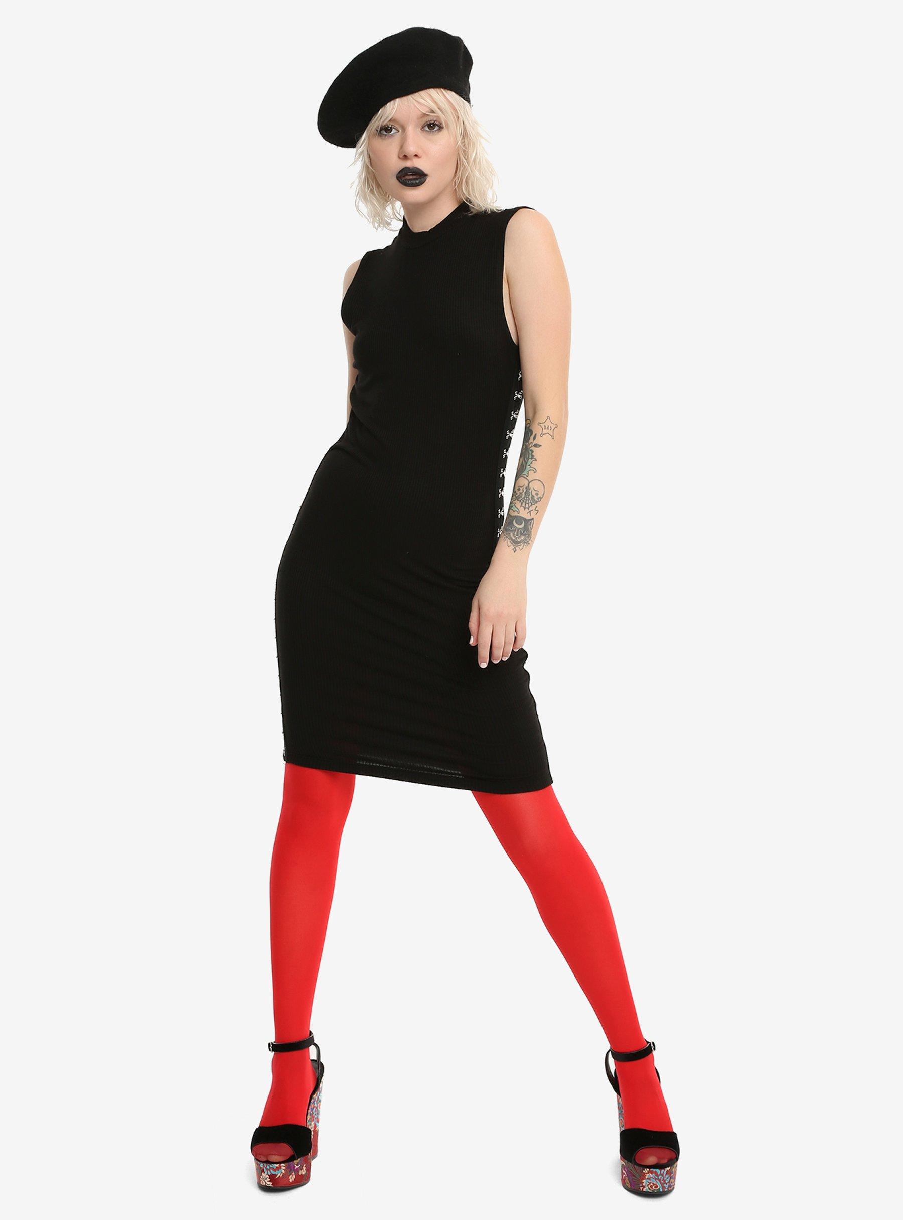 Black Hook & Eye Bodycon Dress, , alternate