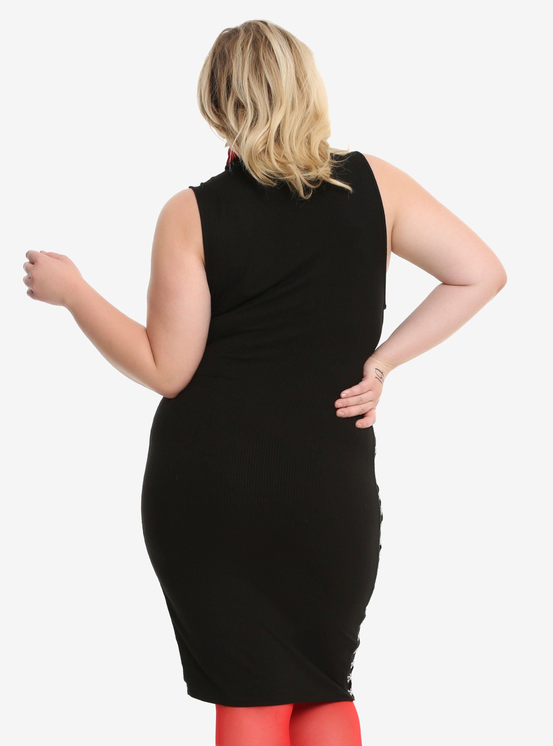 Black Hook & Eye Bodycon Dress Plus Size, , alternate