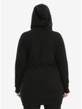 Black Glitter Skull Corset Side Hoodie Dress Plus Size, , alternate
