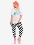 Fresh Rainbow Checkered Print Iridescent Inset Girls T-Shirt Plus Size, , alternate