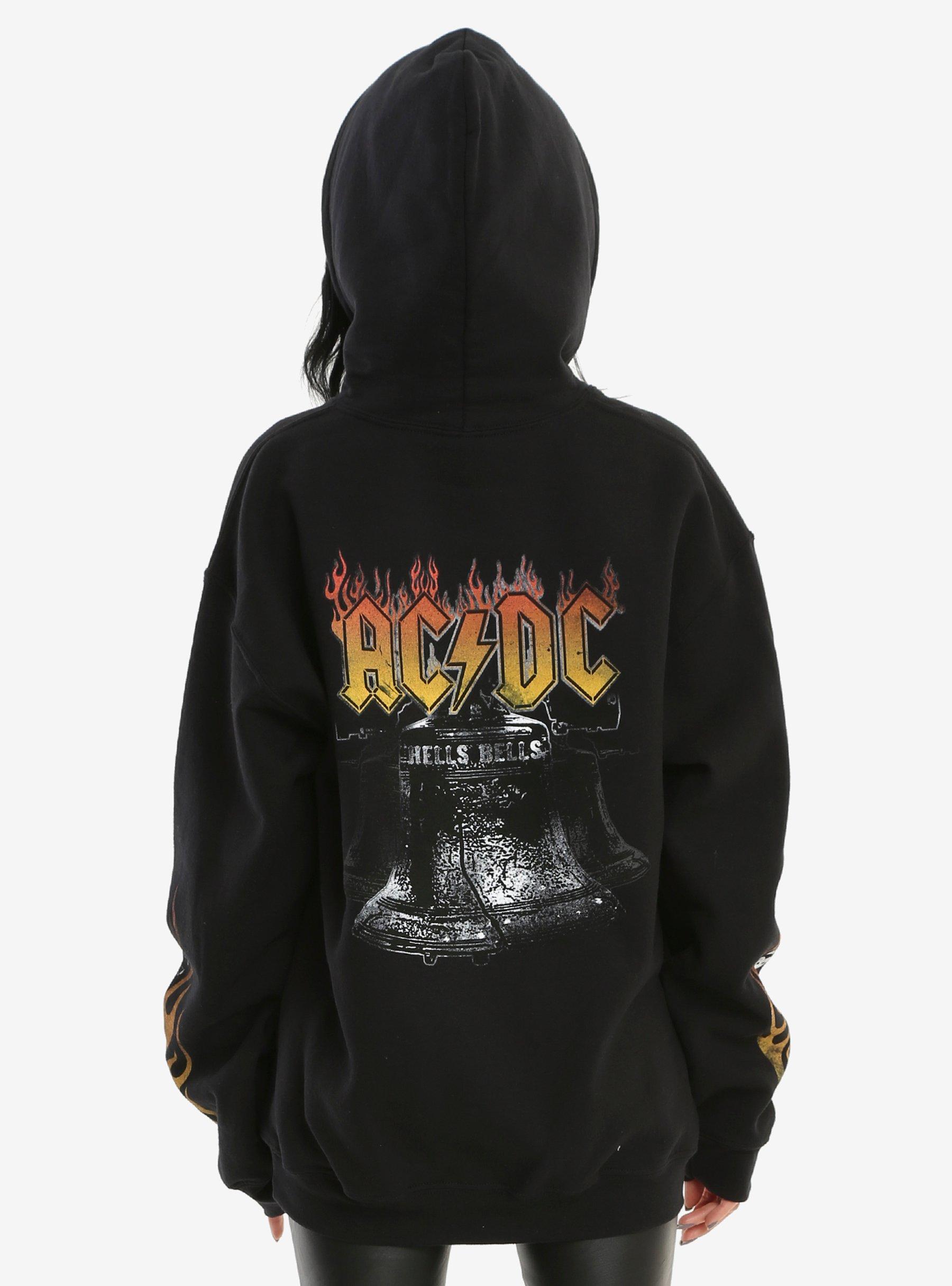 AC/DC Hells Bells Flame Sleeve Girls Hoodie, , alternate